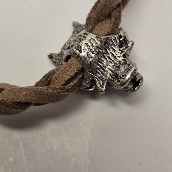 Men's Brown Leather Braided Bracelet with Dragon Charm - Picture 4 of 10